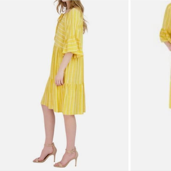 Robbie Bee tiered elbow sleeve boho peaseant cottagecore dress - Picture 4 of 16